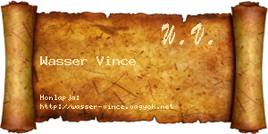 Wasser Vince névjegykártya